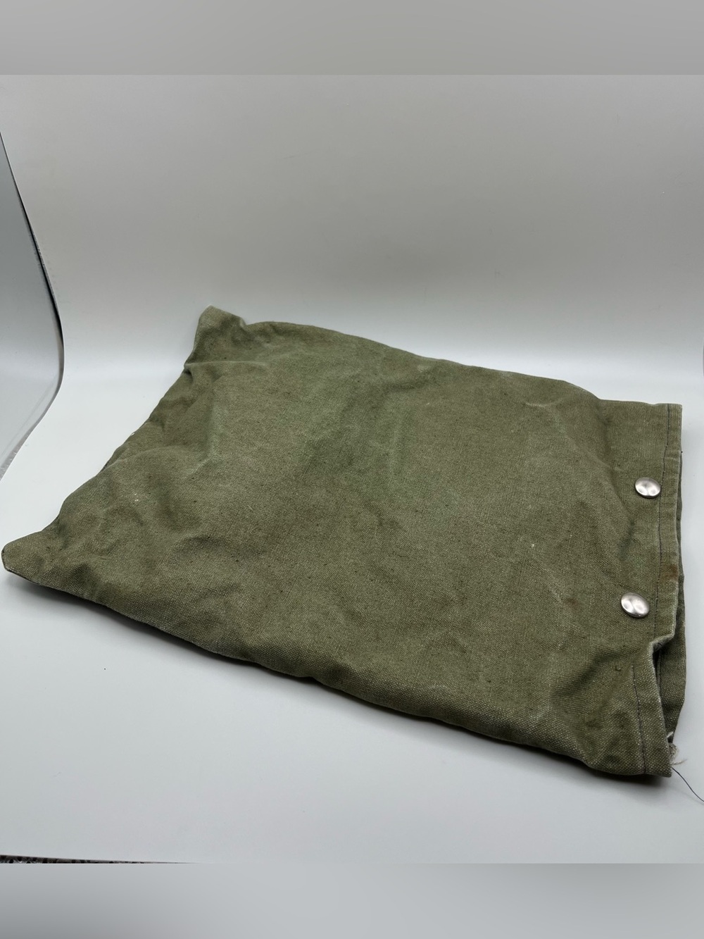 Military Olive Green Canvas Snap Utility Pouch Black Lined Storage Bag Tactical